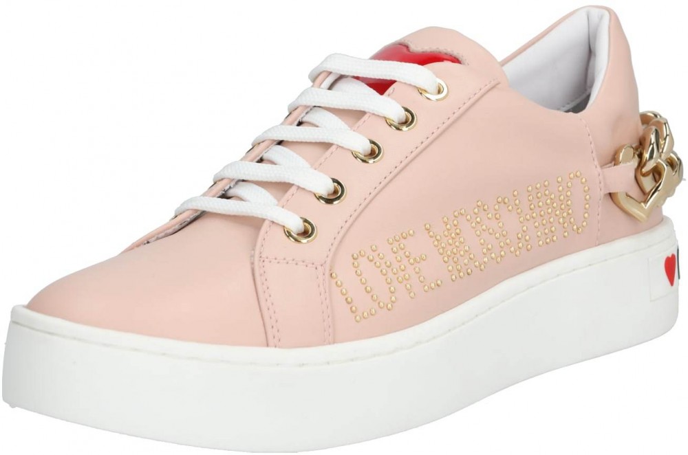 Love Moschino Rövid szárú edzőcipők 'JA1552'  fehér / rózsaszín
