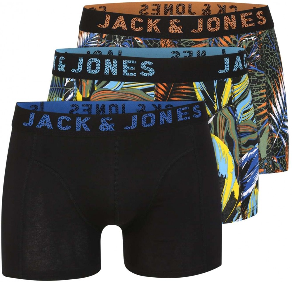JACK & JONES Boxeralsók 'Leaves '  fekete / vegyes színek