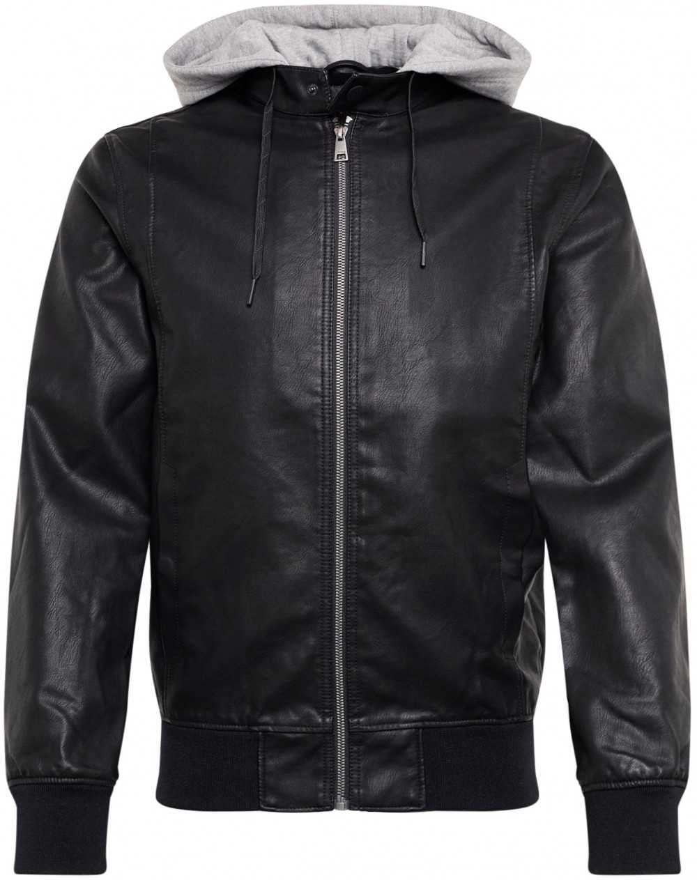 TOM TAILOR DENIM Átmeneti dzseki 'hooded fake leather jacket'  fekete