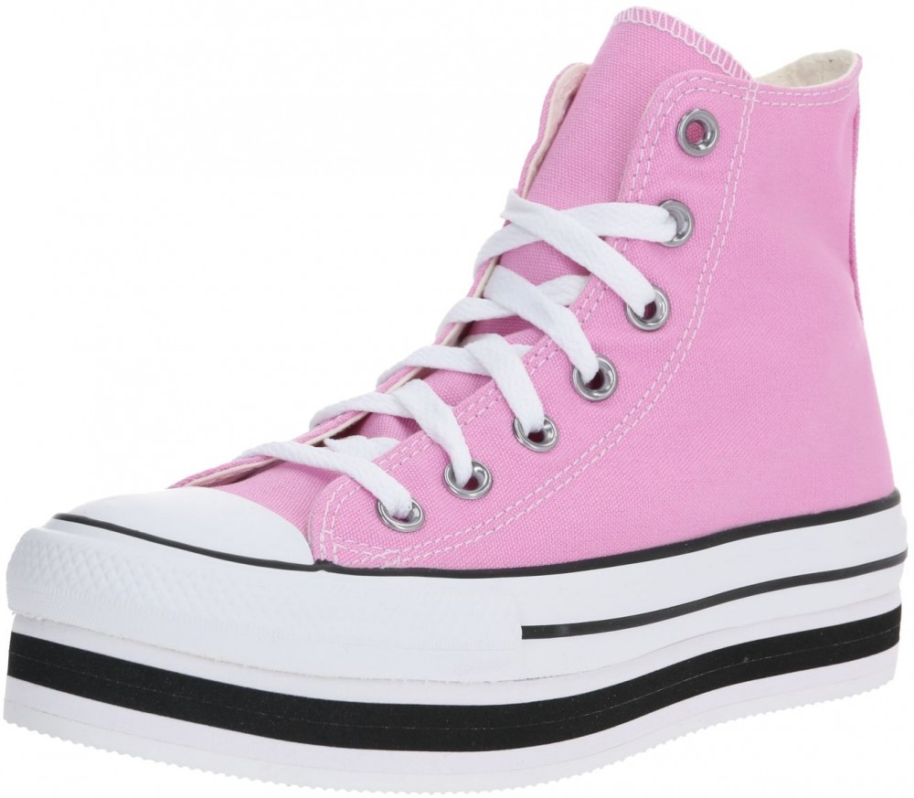CONVERSE Magas szárú edzőcipők 'CHUCK TAYLOR ALL STAR LAYER BOTTOM - HI'  fekete / rózsaszín / fehér