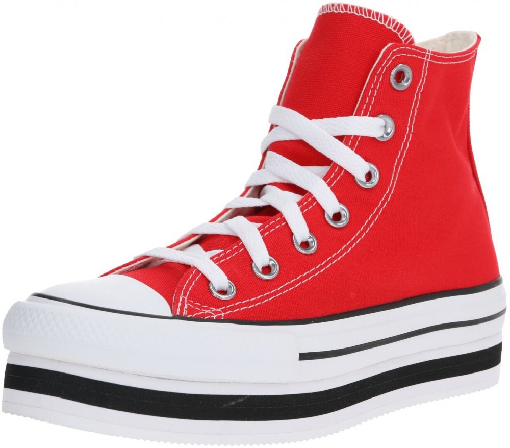 CONVERSE Magas szárú edzőcipők 'CHUCK TAYLOR ALL STAR LAYER BOTTOM - HI'  fekete / piros / fehér