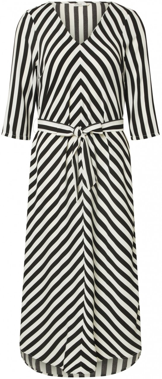 ONLY Ruha 'ONLLUMA L/S MIDI DRESS WVN'  fehér / fekete