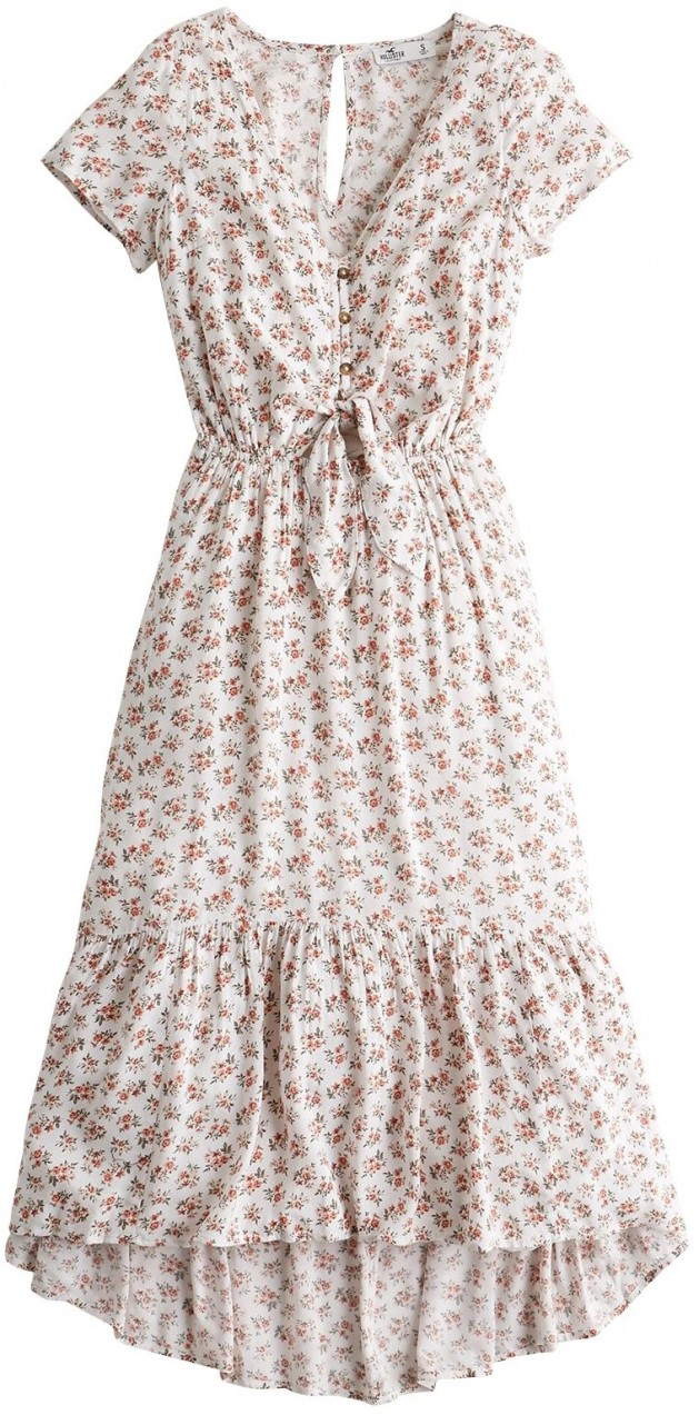 HOLLISTER Ruha 'T1245 PRETTY MIDI DRESS 2CC'  fehér