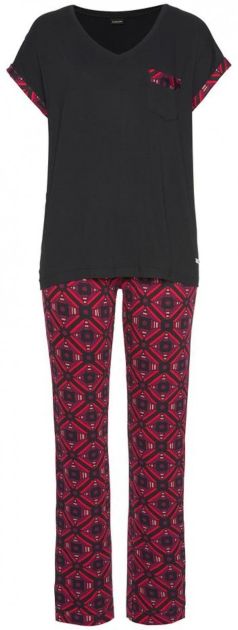 LASCANA Pizsama  rózsaszín / eozin / vörösáfonya / fekete