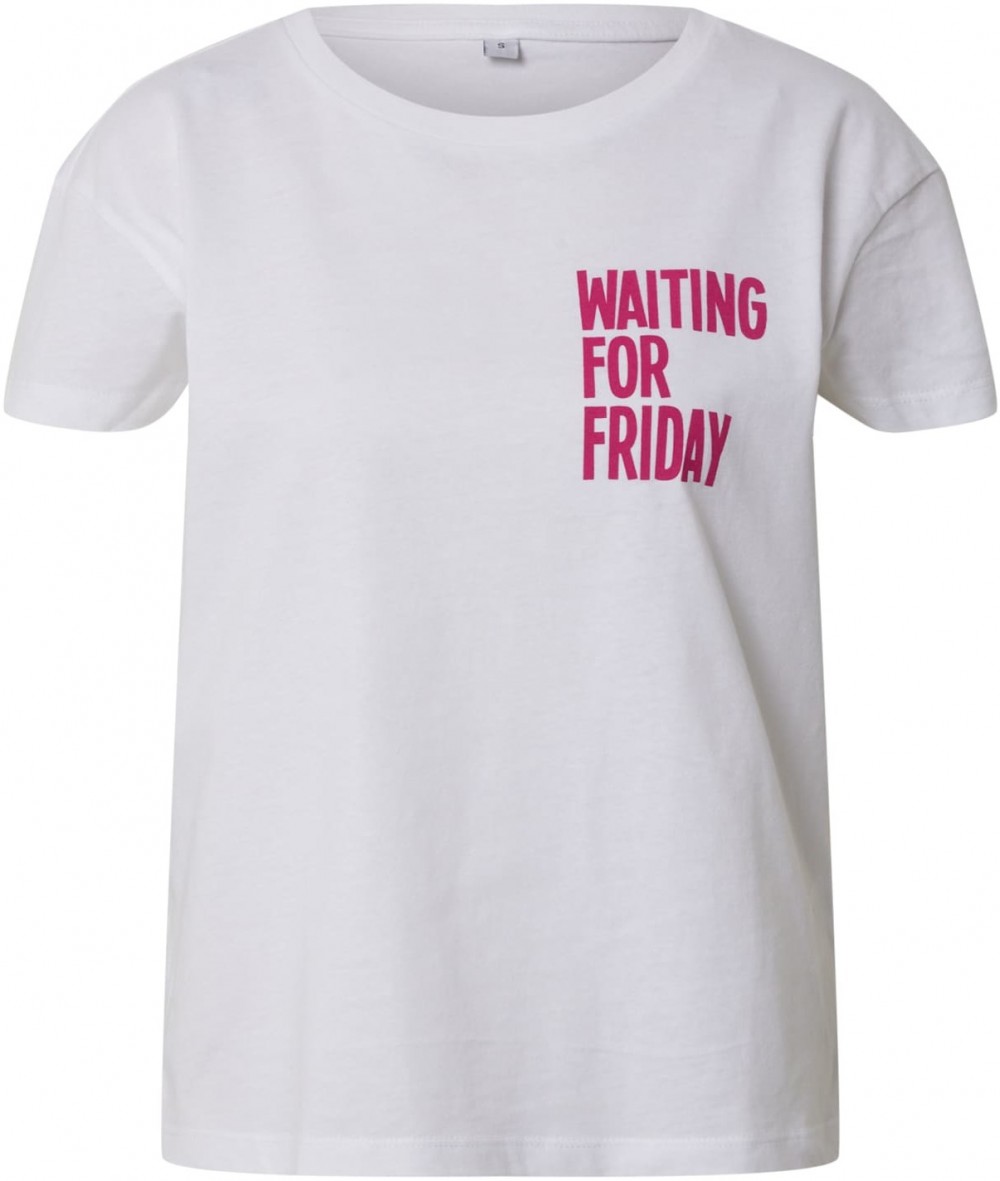 Merchcode Póló 'Waiting For Friday'  rózsaszín / fehér