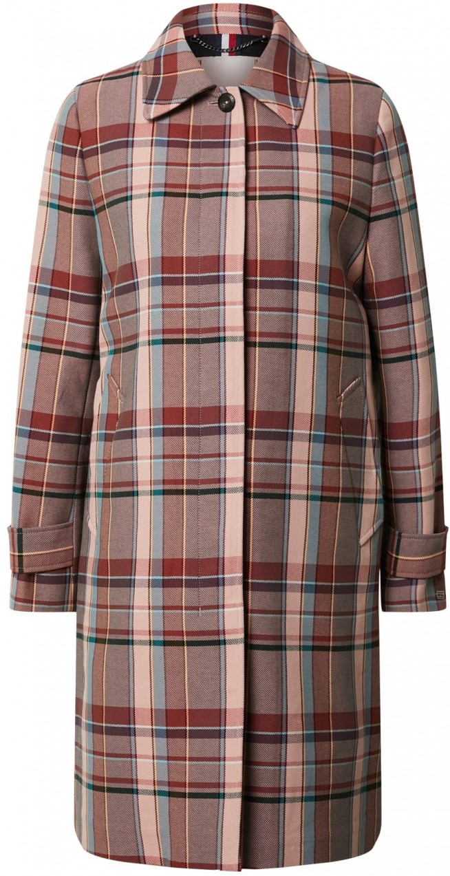 TOMMY HILFIGER Átmeneti kabátok 'TESS COTTON BLEND CHECK MAC'  rózsaszín / vegyes színek