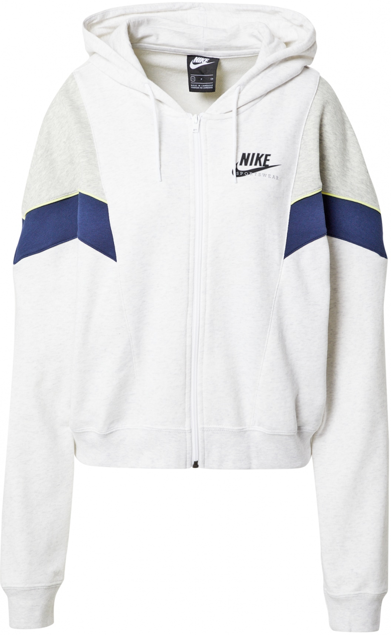 Nike Sportswear Tréning dzseki 'Heritage'  piszkosfehér / fekete / tengerészkék / világosszürke / sárga