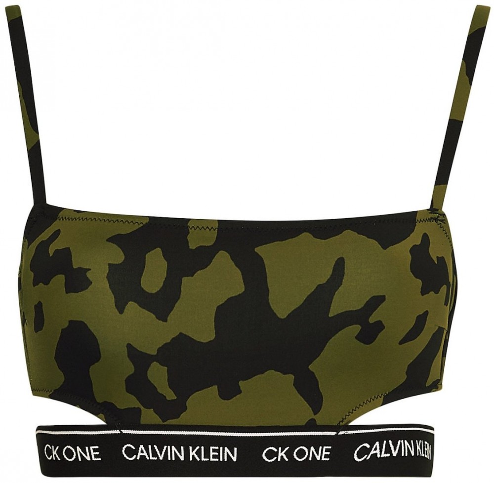 Calvin Klein Swimwear Bikini felső  khaki / fekete / fehér