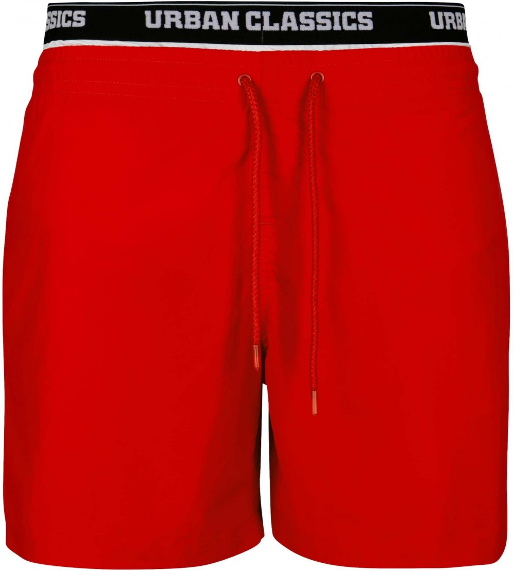 Urban Classics Rövid fürdőnadrágok  tűzpiros / fekete / fehér