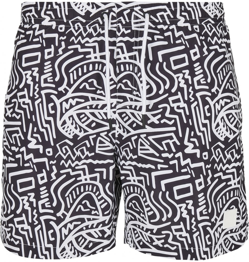 Urban Classics Rövid fürdőnadrágok  fekete / fehér