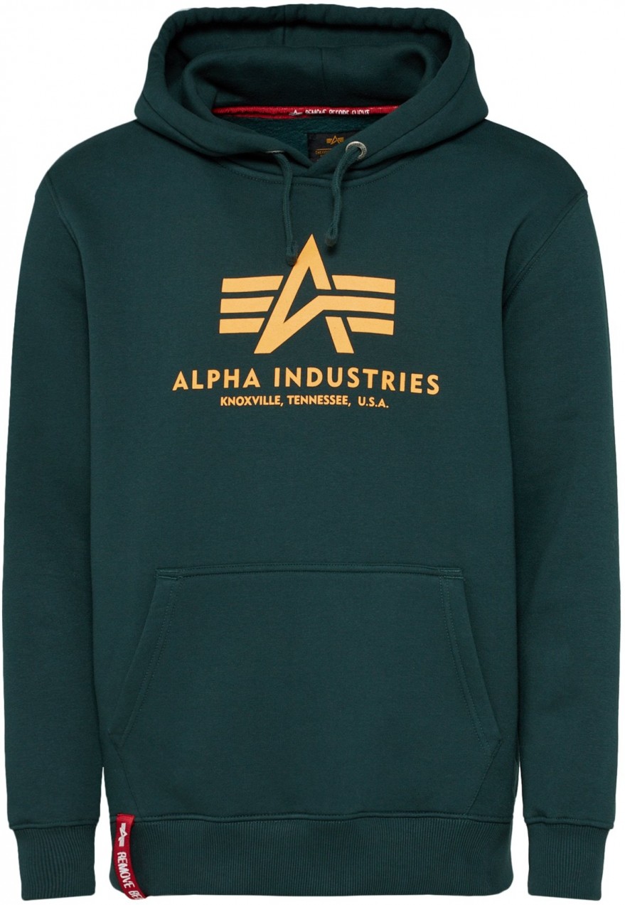 ALPHA INDUSTRIES Pulóver  fenyő / világos narancs / piros / fehér