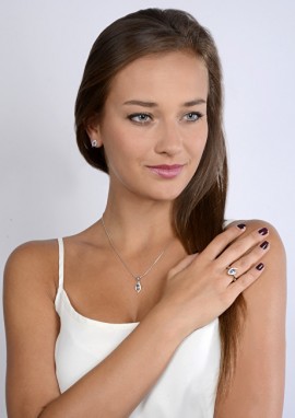 Silver Cat Ezüst gyűrű kék ​​kristállyal SC115 58 mm galéria