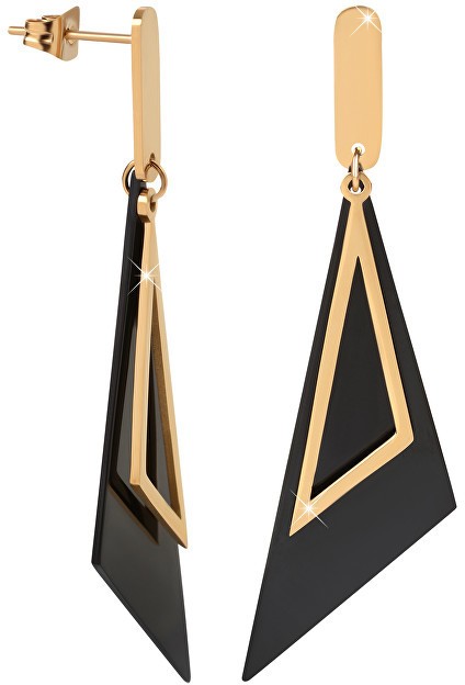 Troli Kiváló fekete és arany háromszög fülbevaló