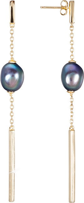 JwL Luxury Pearls Aranyozott ezüst fülbevaló JL0463 jobb kék gyöngyökkel