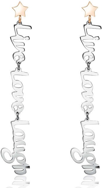 Brosway Hosszú acél fülbevalók Live Love Laugh Script BRP21