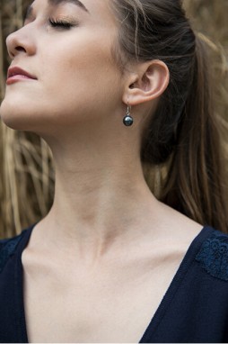 JwL Luxury Pearls Ezüst fülbevalók valódi fekete gyöngy JL0595 galéria