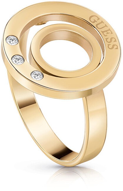 Guess Aranyozott kristály gyűrű UBR29007 55 mm