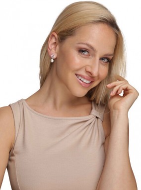 JwL Luxury Pearls Csillogó ezüst fülbevaló gyönggyel és cirkónium kővel JL0609 galéria