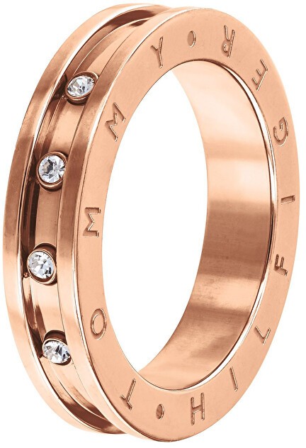 Tommy Hilfiger Aranyozott acél kristály gyűrű TH2780210 58 mm