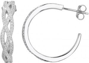 Beneto Luxus ezüst karika fülbevaló kristályokkal AGUP1173 galéria