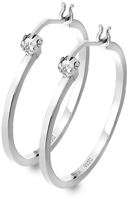 Hot Diamonds Ezüst karika fülbevaló gyémánttal Hoops DE625