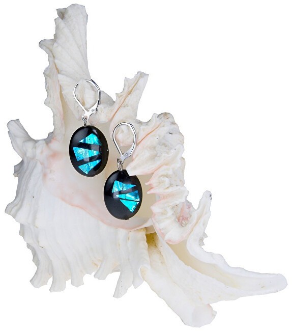 Lampglas Jellegzetes Turquoise Shards nyaklánc  Lampglas gyönggyel , ezüst EP12