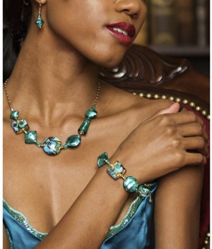 Lampglas Elegáns  Emerald Princess fülbevaló Lampglas gyönggyel ERO1, tiszta ezüst galéria