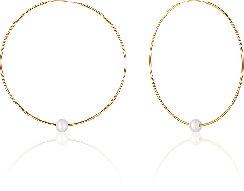 JwL Luxury Pearls Karika aranyozott fülbevaló fehér igazgyönggyel JL0639