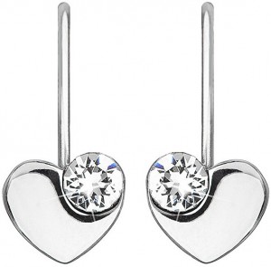 Evolution Group Ezüst szív alakú fülbevaló Swarovski kristályokkal 31299.1 fehér galéria