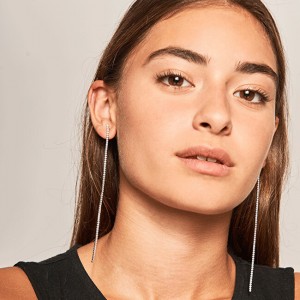 PDPAOLA Hosszú ezüst fülbevalók színtiszta cirkónium kővel SASHA Silver AR02-070-U galéria