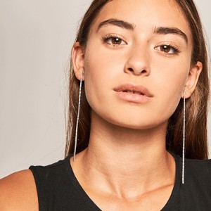 PDPAOLA Hosszú ezüst fülbevalók színtiszta cirkónium kővel SASHA Silver AR02-070-U galéria
