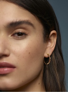 PDPAOLA Gyengéd, aranyozott ezüst fülbevaló csillogó cirkónium kővel  HALO Gold AR01-221-U galéria