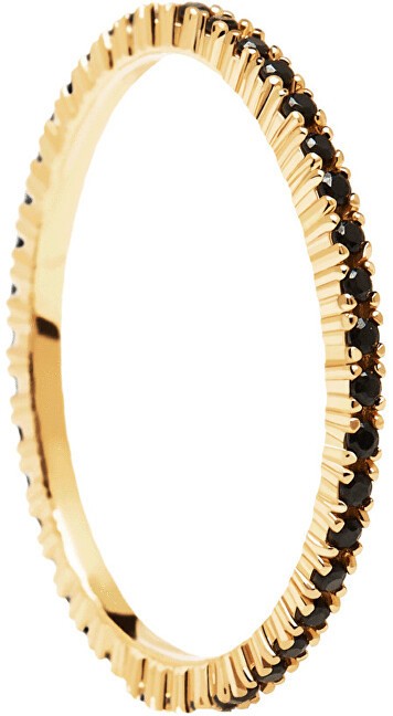 PDPAOLA Aranyozott gyűrű fekete cirkónium kővel  fekete Essential Gold AN01-348 52 mm