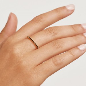 PDPAOLA Aranyozott gyűrű fekete cirkónium kővel  fekete Essential Gold AN01-348 52 mm galéria
