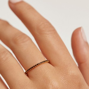 PDPAOLA Aranyozott gyűrű fekete cirkónium kővel  fekete Essential Gold AN01-348 52 mm galéria