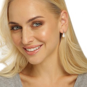 JwL Luxury Pearls Luxus ezüst fülbevalók valódi gyönggyel és cirkónium kövekkel JL0641 galéria