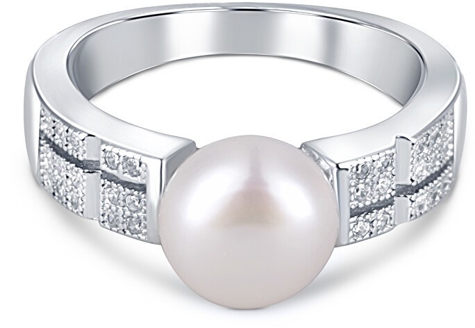 JwL Luxury Pearls Elegáns gyűrű valódi gyönggyel és cirkónium kővel JL0646 (lánc, medál) 52 mm