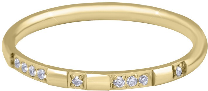 Troli Aranyozott minimalista acél gyűrű cirkónium kővel Gold 62 mm