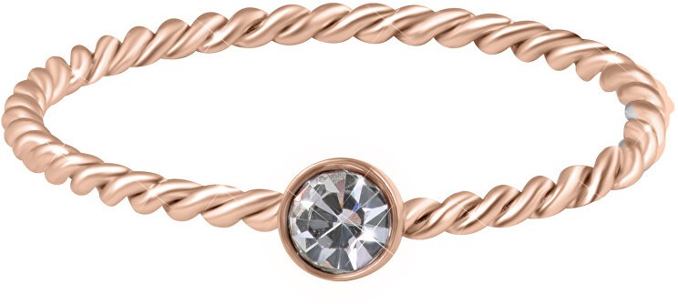 Troli Aranyozott csavart acél gyűrű színtiszta cirkónium kővel Rose  Gold 62 mm