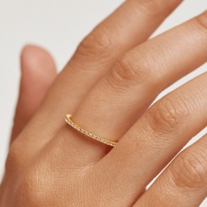 PDPAOLA MinimalistAranyozott gyűrű csillogó cirkónium kövekkel White EssentialGold AN01-347 56 mm galéria