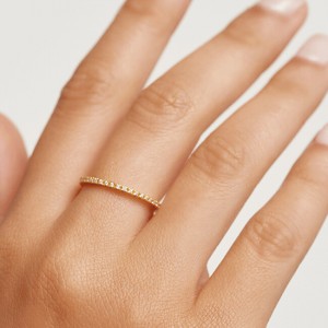 PDPAOLA MinimalistAranyozott gyűrű csillogó cirkónium kövekkel White EssentialGold AN01-347 56 mm galéria