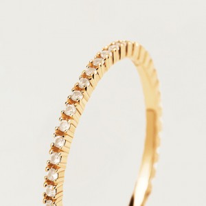 PDPAOLA MinimalistAranyozott gyűrű csillogó cirkónium kövekkel White EssentialGold AN01-347 56 mm galéria