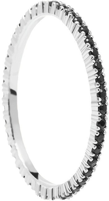 PDPAOLA Ezüst gyűrű fekete cirkónium kővel fekete Essential Silver AN02-348 56 mm