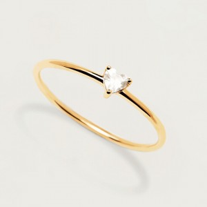 PDPAOLA Gyengéd aranyozott gyűrű szívvel White Heart Gold AN01-223 56 mm galéria