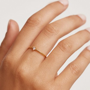 PDPAOLA Gyengéd aranyozott gyűrű szívvel White Heart Gold AN01-223 56 mm galéria