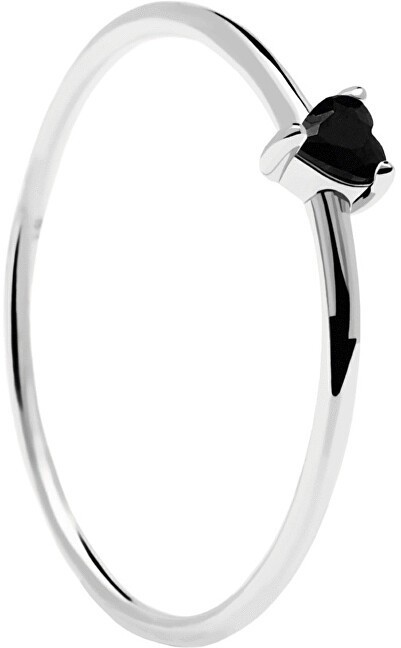 PDPAOLA Ezüst gyűrű szívvel  Black Heart Silver AN02-224 56 mm