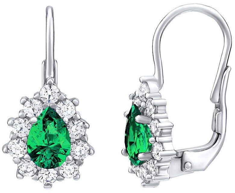 Silvego Ezüst fülbevaló zöld Swarovski kővel Created Stones SILVEGO31866G
