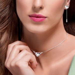 Preciosa Elegáns ezüst fülbevalókSzív cseh Preciosa kristállyalWith Love 6145 00 galéria