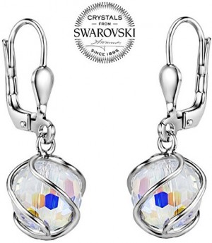 Silvego Csillogó lógó fülbevalók Swarovski® Crystak  SILVEGOB31644 galéria