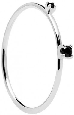 PDPAOLA BLACK KITA Silver AN02-131 ezüstgyűrű fekete cirkóniumkövekkel 56 mm galéria